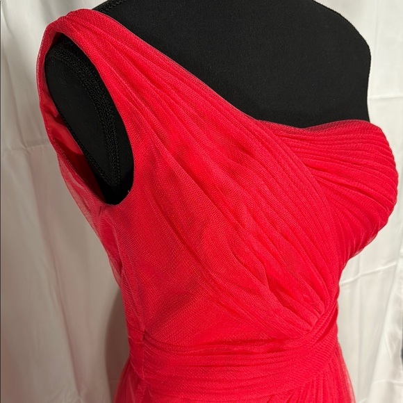 WTOO by Watters and Watters Hot Pink/Red One-Shoulder Dress Size 6 - Picture 4 of 9